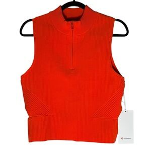Lululemon Athletica Open Back Half-Zip Ribbed Sweater Top Women’s XL Orange NWT
